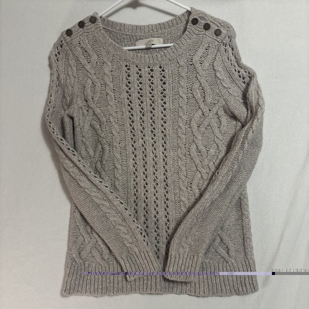 LOFT Round Neck Sweater Beige color Medium weight Size S Women’s